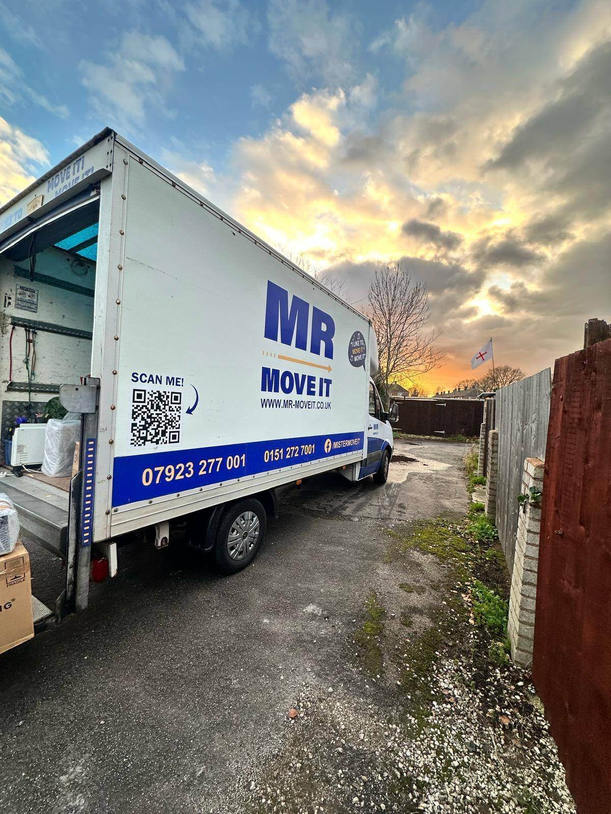 Mr Move It Luton van at sunset